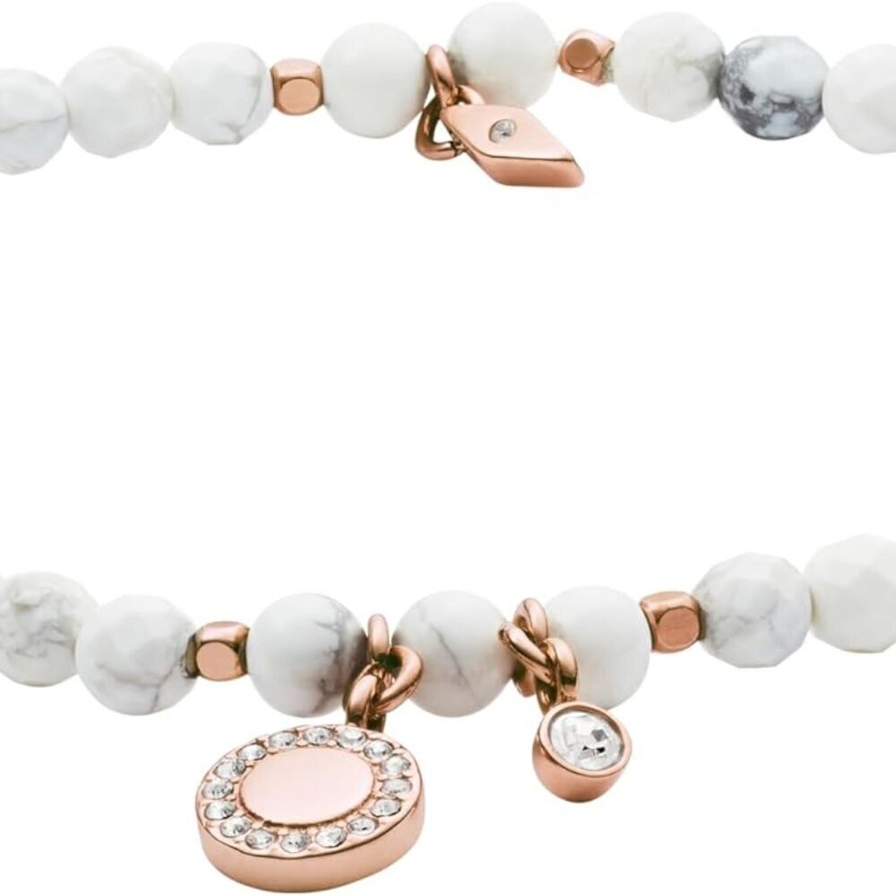Women's Rose Gold Stainless Steel Beaded Bracelet Calming Jewelry Gift